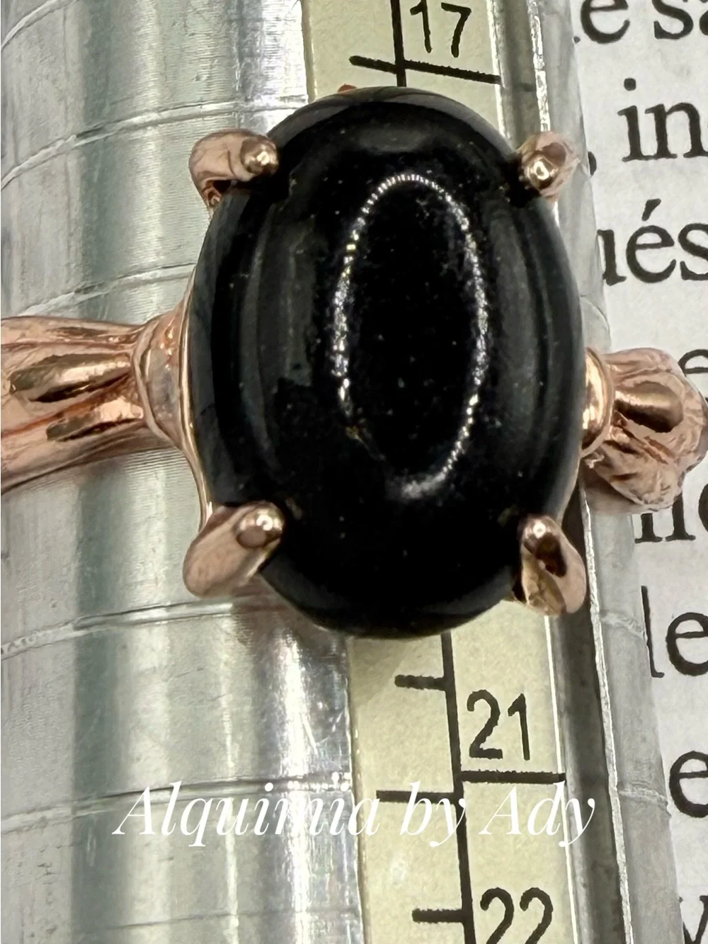 Rose Gold-Tone Ring with Black onyx Oval Stone